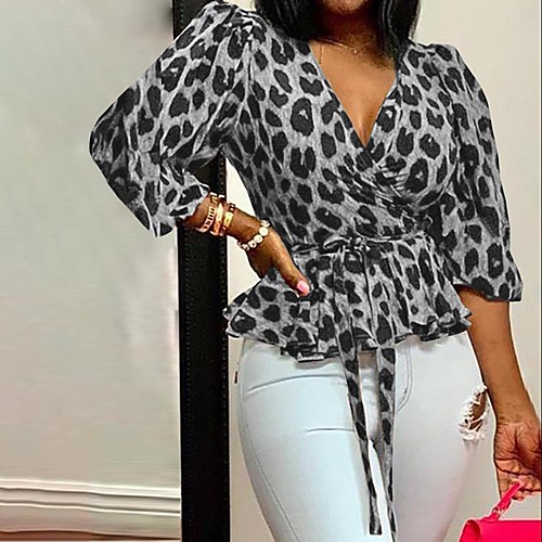 Women's Plus Size Tops Blouse Leopard Drawstring Print Half Sleeve V Neck Streetwear Yellow Gray Brown Big Size L XL XXL 3XL 4XL / Going out / Loose
Women's Plus Size Tops Blouse Leopard Drawstring Print Half Sleeve V Neck Streetwear Yellow Gray Brown Big Size L XL XXL 3XL 4XL / Going out / Loose