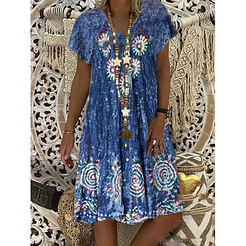 Women's A Line Dress Knee Length Dress Blue Short Sleeve Print Print Spring Summer V Neck Elegant Casual 2021 S M L XL XXL
Women's A Line Dress Knee Length Dress Blue Short Sleeve Print Print Spring Summer V Neck Elegant Casual 2021 S M L XL XXL