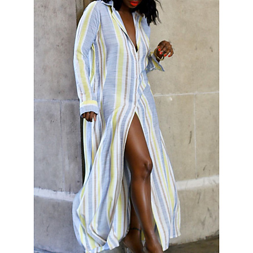 Women's Shirt Dress Maxi long Dress White Long Sleeve Striped Print Summer Shirt Collar Elegant 2021 M L XL XXL
Women's Shirt Dress Maxi long Dress White Long Sleeve Striped Print Summer Shirt Collar Elegant 2021 M L XL XXL