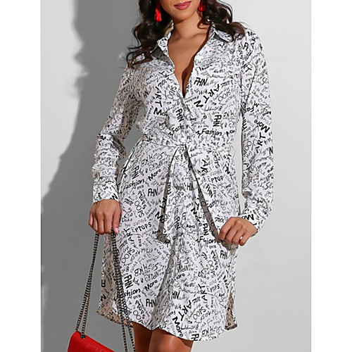 Women's Shirt Dress Knee Length Dress Gray White Long Sleeve Print Print Summer Shirt Collar Elegant 2021 S M L XL
Women's Shirt Dress Knee Length Dress Gray White Long Sleeve Print Print Summer Shirt Collar Elegant 2021 S M L XL