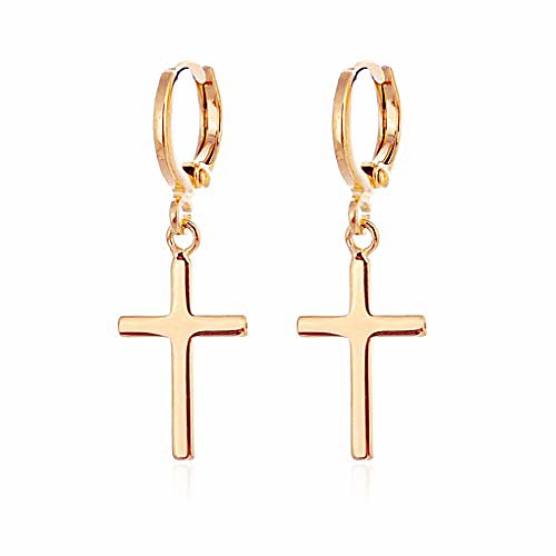 Mens Cross Earrings 24k Yellow Gold Plated Hoop with Snap Closure with gift box
Mens Cross Earrings 24k Yellow Gold Plated Hoop with Snap Closure with gift box