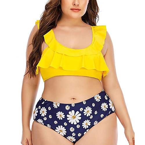 Women's Bikini 2 Piece Swimsuit Open Back Slim Color Block Geometric Blue Yellow Plus Size Swimwear Padded Strap Bathing Suits New Fashion Sexy / Padded Bras
Women's Bikini 2 Piece Swimsuit Open Back Slim Color Block Geometric Blue Yellow Plus Size Swimwear Padded Strap Bathing Suits New Fashion Sexy / Padded Bras