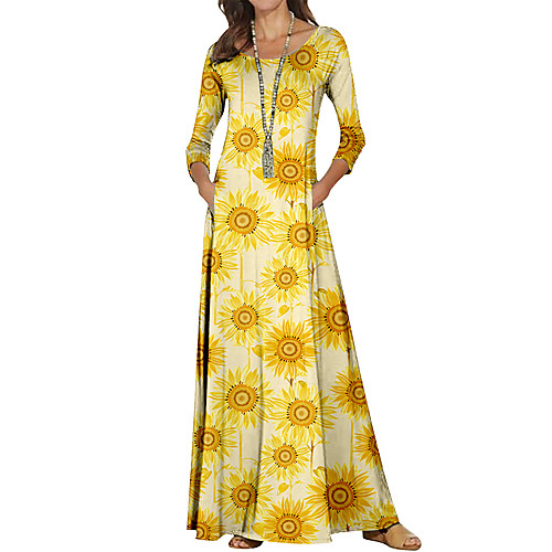 Women's Sheath Dress Maxi long Dress Yellow Long Sleeve Floral Color Block Print Fall Spring Round Neck Casual Holiday 2021 S M L XL XXL 3XL
Women's Sheath Dress Maxi long Dress Yellow Long Sleeve Floral Color Block Print Fall Spring Round Neck Casual Holiday 2021 S M L XL XXL 3XL