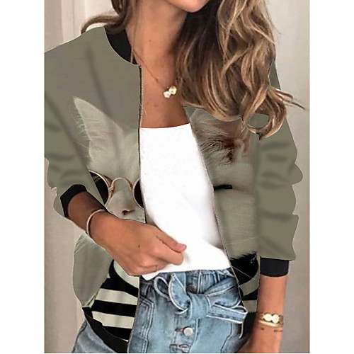 Women's Jacket Daily Spring & Fall Regular Coat Regular Fit Active Streetwear Jacket Long Sleeve Animal Patterned Print Khaki White / Holiday
Women's Jacket Daily Spring & Fall Regular Coat Regular Fit Active Streetwear Jacket Long Sleeve Animal Patterned Print Khaki White / Holiday