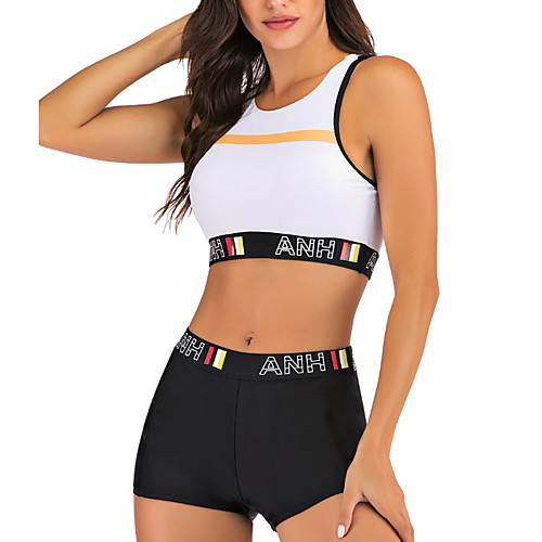 Women's Bikini 2 Piece Swimsuit Open Back Slim Color Block Geometric White Swimwear Padded Crop Top Strap Bathing Suits New Fashion Sexy / Padded Bras
Women's Bikini 2 Piece Swimsuit Open Back Slim Color Block Geometric White Swimwear Padded Crop Top Strap Bathing Suits New Fashion Sexy / Padded Bras