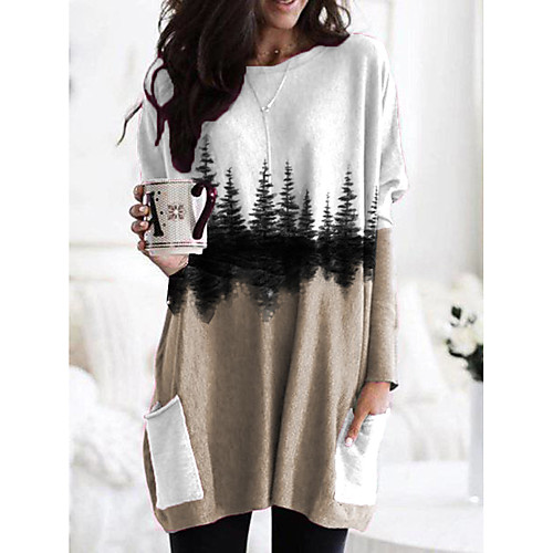 Women's T shirt Graphic Leaf Long Sleeve Pocket Round Neck Tops Basic Basic Top Black Orange Khaki
Women's T shirt Graphic Leaf Long Sleeve Pocket Round Neck Tops Basic Basic Top Black Orange Khaki