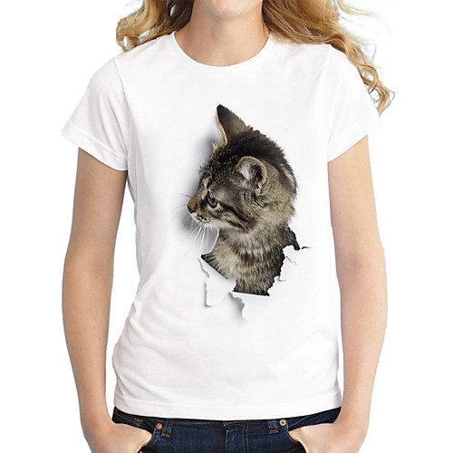Women's T shirt Cat Graphic 3D Print Round Neck Tops 100% Cotton Basic Basic Top White
Women's T shirt Cat Graphic 3D Print Round Neck Tops 100% Cotton Basic Basic Top White