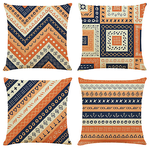 4 pcs Linen Pillow Cover, Geometric Simple Classic Square Zipper Traditional Classic
4 pcs Linen Pillow Cover, Geometric Simple Classic Square Zipper Traditional Classic