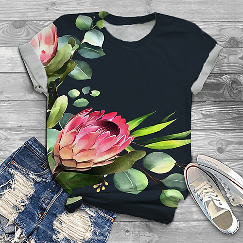 Women's Plus Size Tops T shirt Floral Graphic Print Short Sleeve Round Neck Navy Blue Big Size XL XXL 3XL 4XL 5XL / Holiday
Women's Plus Size Tops T shirt Floral Graphic Print Short Sleeve Round Neck Navy Blue Big Size XL XXL 3XL 4XL 5XL / Holiday