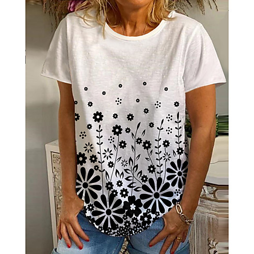 Women's Floral Theme Daisy Painting T shirt Floral Graphic Print Round Neck Basic Tops White
Women's Floral Theme Daisy Painting T shirt Floral Graphic Print Round Neck Basic Tops White