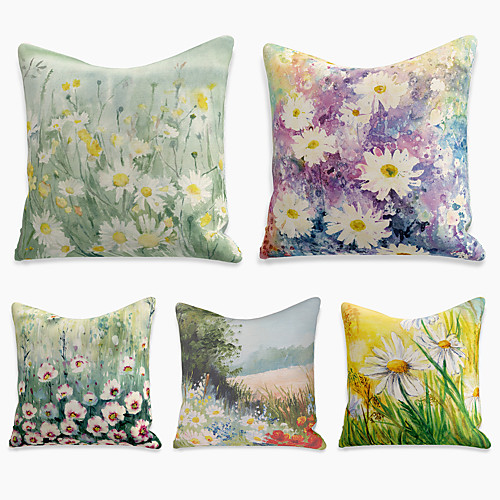 5 pcs Faux Linen Pillow Cover, Floral&Plants Square Zipper Polyester Traditional Classic
5 pcs Faux Linen Pillow Cover, Floral&Plants Square Zipper Polyester Traditional Classic