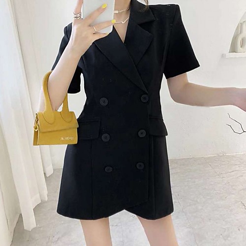 A-Line Little Black Dress Minimalist Homecoming Cocktail Party Dress Notch lapel collar Short Sleeve Short / Mini Stretch Fabric with Buttons 2021
A-Line Little Black Dress Minimalist Homecoming Cocktail Party Dress Notch lapel collar Short Sleeve Short / Mini Stretch Fabric with Buttons 2021