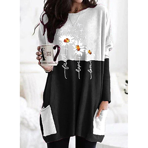 Women's T shirt Graphic Flower Long Sleeve Pocket Round Neck Tops Cotton Basic Basic Top Black Orange Khaki
Women's T shirt Graphic Flower Long Sleeve Pocket Round Neck Tops Cotton Basic Basic Top Black Orange Khaki