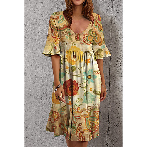 Women's A Line Dress Knee Length Dress Yellow Half Sleeve Color Block Print Summer Round Neck Casual 2021 S M L XL XXL 3XL
Women's A Line Dress Knee Length Dress Yellow Half Sleeve Color Block Print Summer Round Neck Casual 2021 S M L XL XXL 3XL
