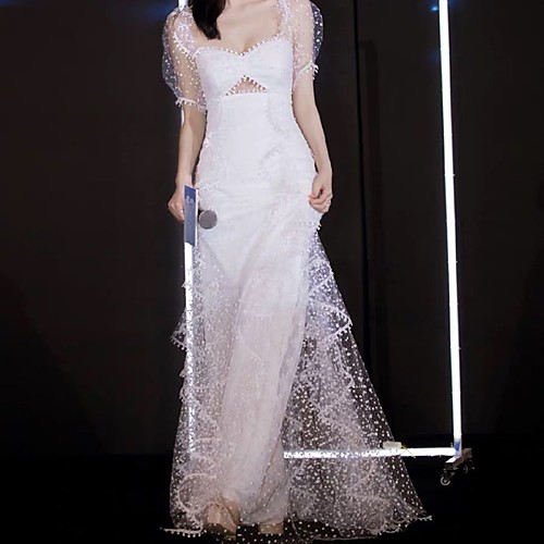 A-Line Cut Out Bohemian Wedding Guest Prom Dress Scoop Neck Short Sleeve Floor Length Lace with Ruffles Pattern / Print 2021
A-Line Cut Out Bohemian Wedding Guest Prom Dress Scoop Neck Short Sleeve Floor Length Lace with Ruffles Pattern / Print 2021