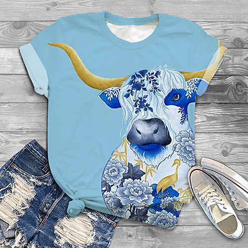 Women's Plus Size Tops T shirt Graphic Cattle Animal Print Short Sleeve Round Neck Blue Big Size XL XXL 3XL 4XL 5XL / Holiday
Women's Plus Size Tops T shirt Graphic Cattle Animal Print Short Sleeve Round Neck Blue Big Size XL XXL 3XL 4XL 5XL / Holiday