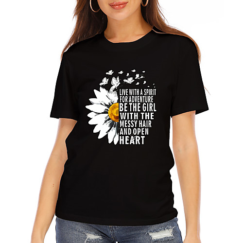 Women's Floral Theme Daisy T shirt Graphic Text Daisy Print Round Neck Basic Tops 100% Cotton Black
Women's Floral Theme Daisy T shirt Graphic Text Daisy Print Round Neck Basic Tops 100% Cotton Black