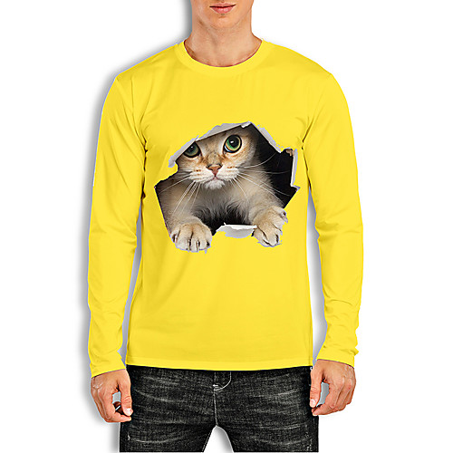 Men's Tees T shirt 3D Print Cat Graphic Prints Animal Print Long Sleeve Daily Tops Basic Casual Yellow
Men's Tees T shirt 3D Print Cat Graphic Prints Animal Print Long Sleeve Daily Tops Basic Casual Yellow