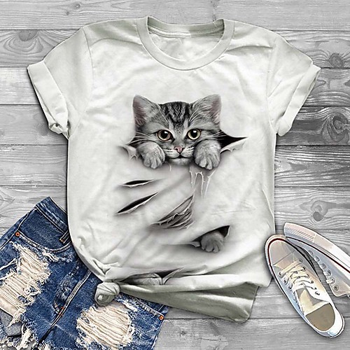 Women's Plus Size Tops T shirt Cat Graphic 3D Print Short Sleeve Crewneck Basic White Black Big Size XL XXL 3XL 4XL 5XL / Holiday
Women's Plus Size Tops T shirt Cat Graphic 3D Print Short Sleeve Crewneck Basic White Black Big Size XL XXL 3XL 4XL 5XL / Holiday