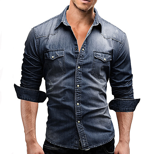 Men's Shirt non-printing Solid Colored Denim Long Sleeve Casual Tops Button Down Collar Light gray Dark Gray Navy Blue
Men's Shirt non-printing Solid Colored Denim Long Sleeve Casual Tops Button Down Collar Light gray Dark Gray Navy Blue