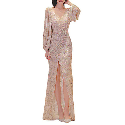 Sheath / Column Sparkle Sexy Prom Formal Evening Dress V Neck Long Sleeve Floor Length Sequined with Sequin 2021
Sheath / Column Sparkle Sexy Prom Formal Evening Dress V Neck Long Sleeve Floor Length Sequined with Sequin 2021