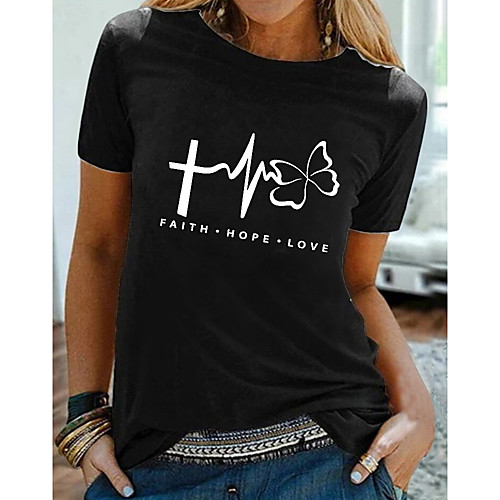 Women's T shirt Graphic Text Print Round Neck Tops 100% Cotton Basic Basic Top White Black
Women's T shirt Graphic Text Print Round Neck Tops 100% Cotton Basic Basic Top White Black