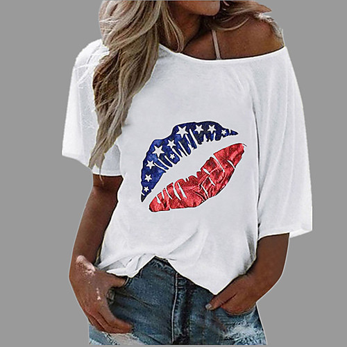 Women's T shirt Graphic Mouth Round Neck Diagonal Neck Tops Beach Hawaiian Basic Top White Blue Yellow
Women's T shirt Graphic Mouth Round Neck Diagonal Neck Tops Beach Hawaiian Basic Top White Blue Yellow