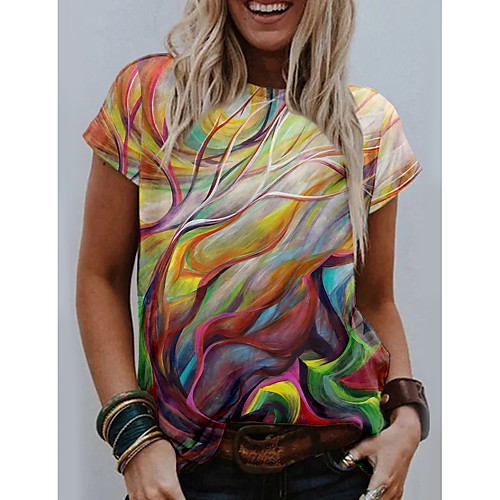 Women's Abstract Geometric Painting T shirt Floral Plants Graphic Print Round Neck Basic Tops Purple Yellow Green
Women's Abstract Geometric Painting T shirt Floral Plants Graphic Print Round Neck Basic Tops Purple Yellow Green