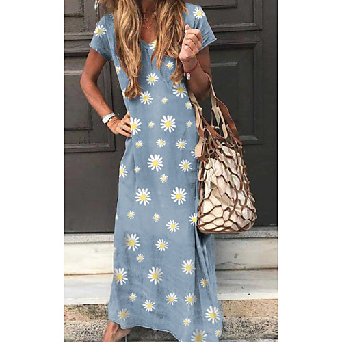 Women's Sheath Dress Maxi long Dress Blue Gray Black Short Sleeve Solid Color Print Spring Summer V Neck Casual 2021 S M L XL
Women's Sheath Dress Maxi long Dress Blue Gray Black Short Sleeve Solid Color Print Spring Summer V Neck Casual 2021 S M L XL