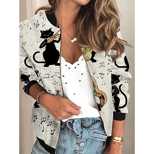 Women's Jacket Daily Spring & Fall Regular Coat Regular Fit Active Streetwear Jacket Long Sleeve Animal Patterned Print White / Holiday
Women's Jacket Daily Spring & Fall Regular Coat Regular Fit Active Streetwear Jacket Long Sleeve Animal Patterned Print White / Holiday