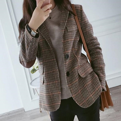 Women's Blazer Blazer Plaid Single Breasted Regular Fit Cotton Men's Suit Khaki - Notch lapel collar
Women's Blazer Blazer Plaid Single Breasted Regular Fit Cotton Men's Suit Khaki - Notch lapel collar