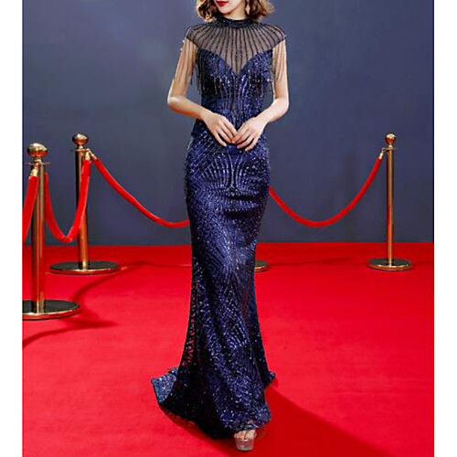 Mermaid / Trumpet Sparkle Elegant Engagement Formal Evening Dress Jewel Neck Short Sleeve Sweep / Brush Train Sequined with Sequin Tassel 2021
Mermaid / Trumpet Sparkle Elegant Engagement Formal Evening Dress Jewel Neck Short Sleeve Sweep / Brush Train Sequined with Sequin Tassel 2021