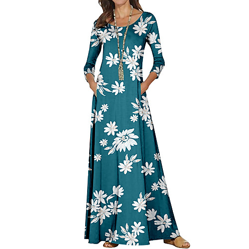 Women's Sheath Dress Maxi long Dress Blue Long Sleeve Floral Color Block Print Fall Spring Round Neck Casual Holiday 2021 S M L XL XXL 3XL
Women's Sheath Dress Maxi long Dress Blue Long Sleeve Floral Color Block Print Fall Spring Round Neck Casual Holiday 2021 S M L XL XXL 3XL