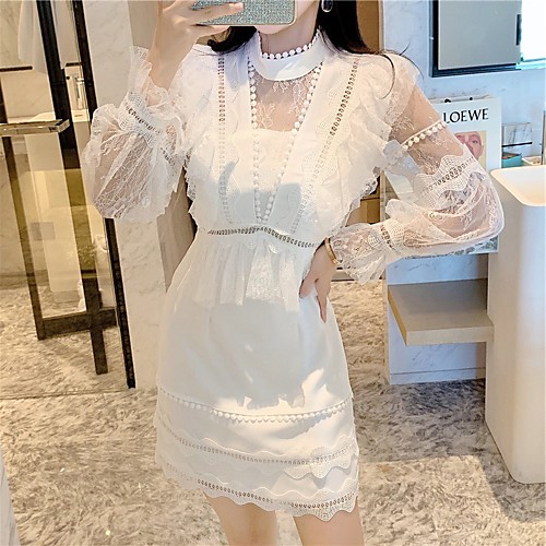 A-Line Elegant Vintage Homecoming Cocktail Party Dress High Neck Long Sleeve Short / Mini Lace with Tier Lace Insert 2021
A-Line Elegant Vintage Homecoming Cocktail Party Dress High Neck Long Sleeve Short / Mini Lace with Tier Lace Insert 2021