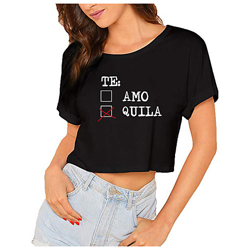Women's Crop Tshirt Text Print Round Neck Tops 100% Cotton Basic Basic Top White Black
Women's Crop Tshirt Text Print Round Neck Tops 100% Cotton Basic Basic Top White Black