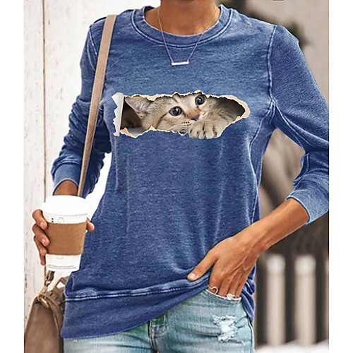 Women's 3D Cat T shirt Cat Graphic 3D Long Sleeve Print Round Neck Basic Tops Black Blue Yellow
Women's 3D Cat T shirt Cat Graphic 3D Long Sleeve Print Round Neck Basic Tops Black Blue Yellow