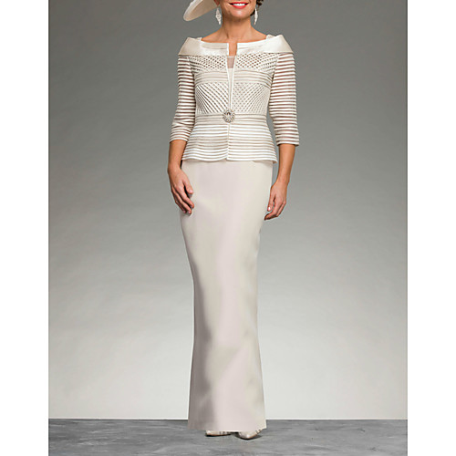 Two Piece Mother of the Bride Dress Elegant Jewel Neck Ankle Length Italy Satin 3/4 Length Sleeve with Crystal Brooch Ruching 2021
Two Piece Mother of the Bride Dress Elegant Jewel Neck Ankle Length Italy Satin 3/4 Length Sleeve with Crystal Brooch Ruching 2021