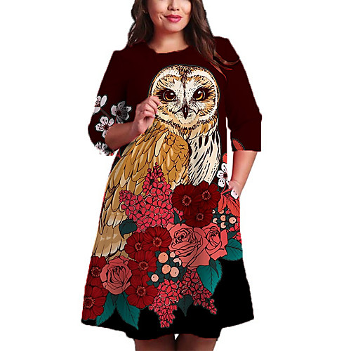 Women's Plus Size Dress Shift Dress Knee Length Dress 3/4 Length Sleeve Floral Color Block Animal Print Casual Fall Spring Summer Red XL XXL 3XL 4XL 5XL
Women's Plus Size Dress Shift Dress Knee Length Dress 3/4 Length Sleeve Floral Color Block Animal Print Casual Fall Spring Summer Red XL XXL 3XL 4XL 5XL