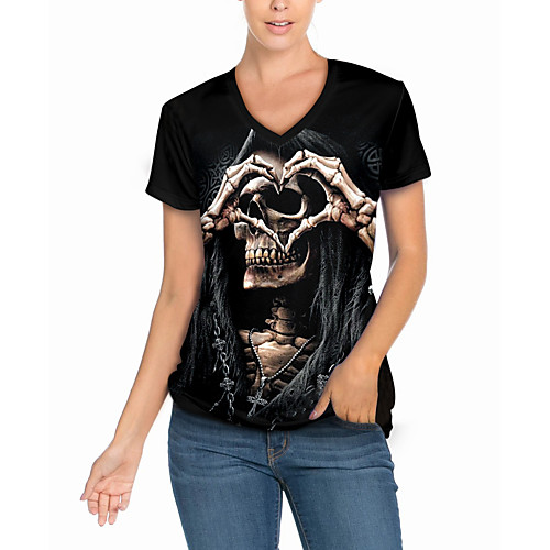 Women's Halloween T shirt Graphic Skull V Neck Tops Halloween Basic Top White Blue Red
Women's Halloween T shirt Graphic Skull V Neck Tops Halloween Basic Top White Blue Red