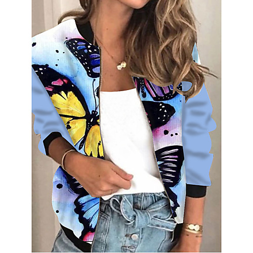Women's Jacket Daily Spring & Fall Regular Coat Regular Fit Active Streetwear Jacket Long Sleeve Animal Patterned Print White Light Blue / Holiday
Women's Jacket Daily Spring & Fall Regular Coat Regular Fit Active Streetwear Jacket Long Sleeve Animal Patterned Print White Light Blue / Holiday