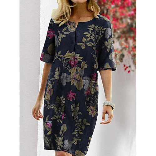 Women's A Line Dress Knee Length Dress Red Navy Blue Beige Half Sleeve Floral Patchwork Print Spring Summer Round Neck Casual Vintage 2021 S M L XL XXL 3XL 4XL / Cotton / Cotton
Women's A Line Dress Knee Length Dress Red Navy Blue Beige Half Sleeve Floral Patchwork Print Spring Summer Round Neck Casual Vintage 2021 S M L XL XXL 3XL 4XL / Cotton / Cotton