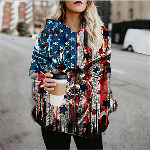 Women's Hoodied Jacket Daily Spring & Fall Regular Coat Regular Fit Active Streetwear Jacket Long Sleeve Animal Patterned Print Blue / Holiday
Women's Hoodied Jacket Daily Spring & Fall Regular Coat Regular Fit Active Streetwear Jacket Long Sleeve Animal Patterned Print Blue / Holiday