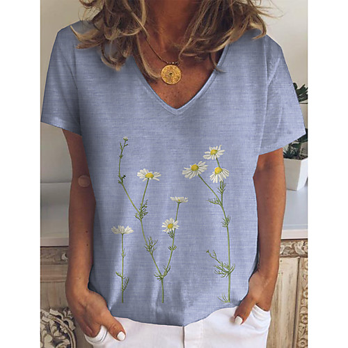 Women's Floral Theme Daisy Painting T shirt Floral Graphic Print V Neck Basic Tops Blue Khaki Gray
Women's Floral Theme Daisy Painting T shirt Floral Graphic Print V Neck Basic Tops Blue Khaki Gray