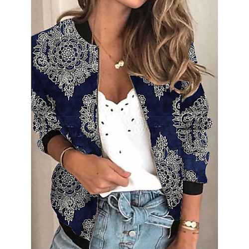 Women's Jacket Daily Spring & Fall Regular Coat Regular Fit Active Streetwear Jacket Long Sleeve Print Print Blue / Holiday
Women's Jacket Daily Spring & Fall Regular Coat Regular Fit Active Streetwear Jacket Long Sleeve Print Print Blue / Holiday
