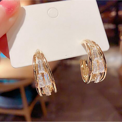 Women's Cubic Zirconia Stud Earrings Stylish Simple Earrings Jewelry Gold For Date Festival
Women's Cubic Zirconia Stud Earrings Stylish Simple Earrings Jewelry Gold For Date Festival