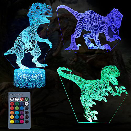Dinosaur 3D Nightlight Night Light For Children Color-Changing Adorable Remote Control Touch Dimmer Gradient Mode Thanksgiving Day Christmas AA Batteries Powered USB 3pcs
Dinosaur 3D Nightlight Night Light For Children Color-Changing Adorable Remote Control Touch Dimmer Gradient Mode Thanksgiving Day Christmas AA Batteries Powered USB 3pcs