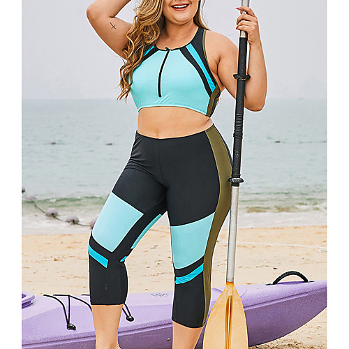 Women's Tankini Swimsuit Zipper Color Block Blue Blushing Pink Plus Size Swimwear Padded High Neck Bathing Suits / Padless
Women's Tankini Swimsuit Zipper Color Block Blue Blushing Pink Plus Size Swimwear Padded High Neck Bathing Suits / Padless