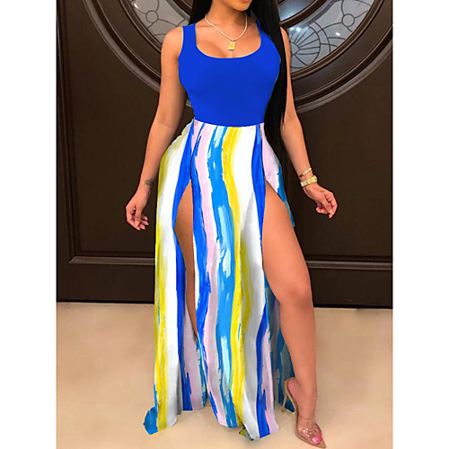 Women's Sheath Dress Maxi long Dress Blue Sleeveless Solid Color Color Block Summer Round Neck Elegant Sexy 2021 S M L XL
Women's Sheath Dress Maxi long Dress Blue Sleeveless Solid Color Color Block Summer Round Neck Elegant Sexy 2021 S M L XL