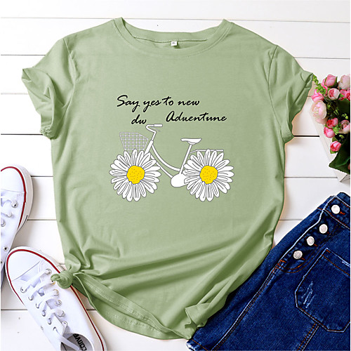 Women's T shirt Daisy Letter Print Round Neck Tops 100% Cotton Basic Basic Top White Black Blue
Women's T shirt Daisy Letter Print Round Neck Tops 100% Cotton Basic Basic Top White Black Blue
