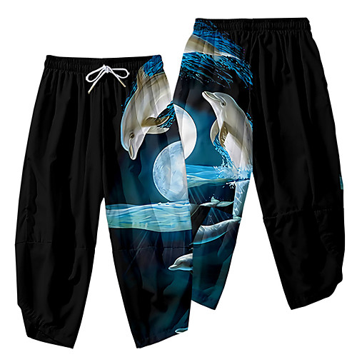 Men's Casual / Sporty Athleisure Daily Sports Harem Loose Wide Leg Pants Dolphin Full Length 3D Print Elastic Waist Black
Men's Casual / Sporty Athleisure Daily Sports Harem Loose Wide Leg Pants Dolphin Full Length 3D Print Elastic Waist Black